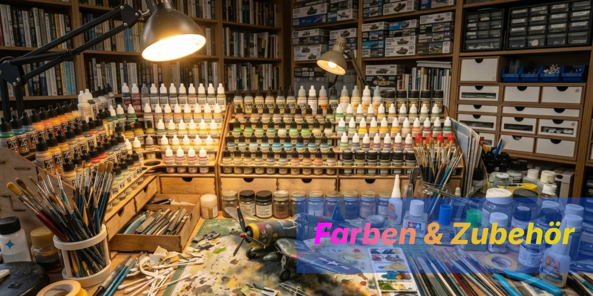 Farben, Pinsel + Bemalungszubehör